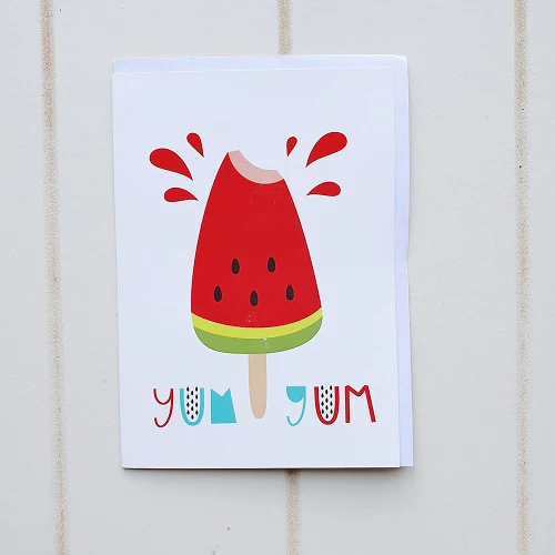 Yummy Watermelon Popsicle Birthday Greeting Card